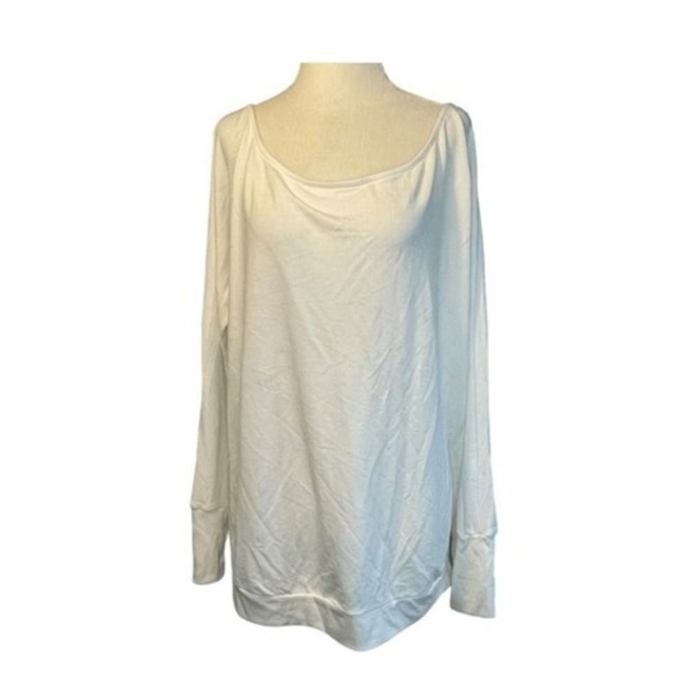 Project Social T‎ Scoop Neck Tee White Jersey Knit Long Sleeve Top XL